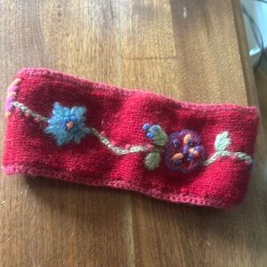Handmade Red Floral Knit Headband